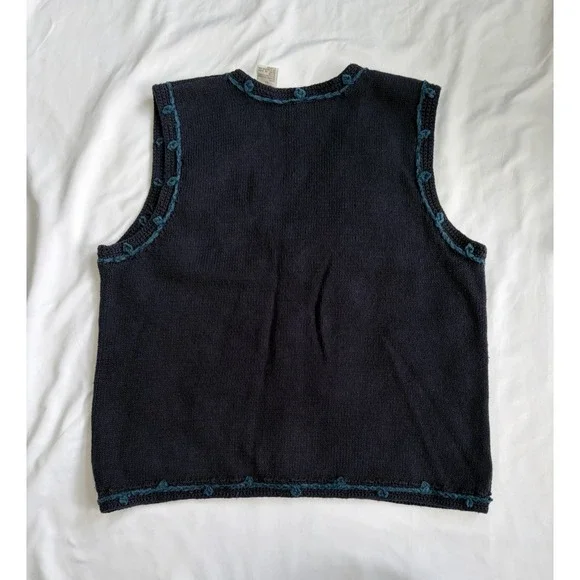 Vintage Erika Ramie Cotton Blend Crochet Floral Button Front Vest Cottagecore - Picture 2 of 6